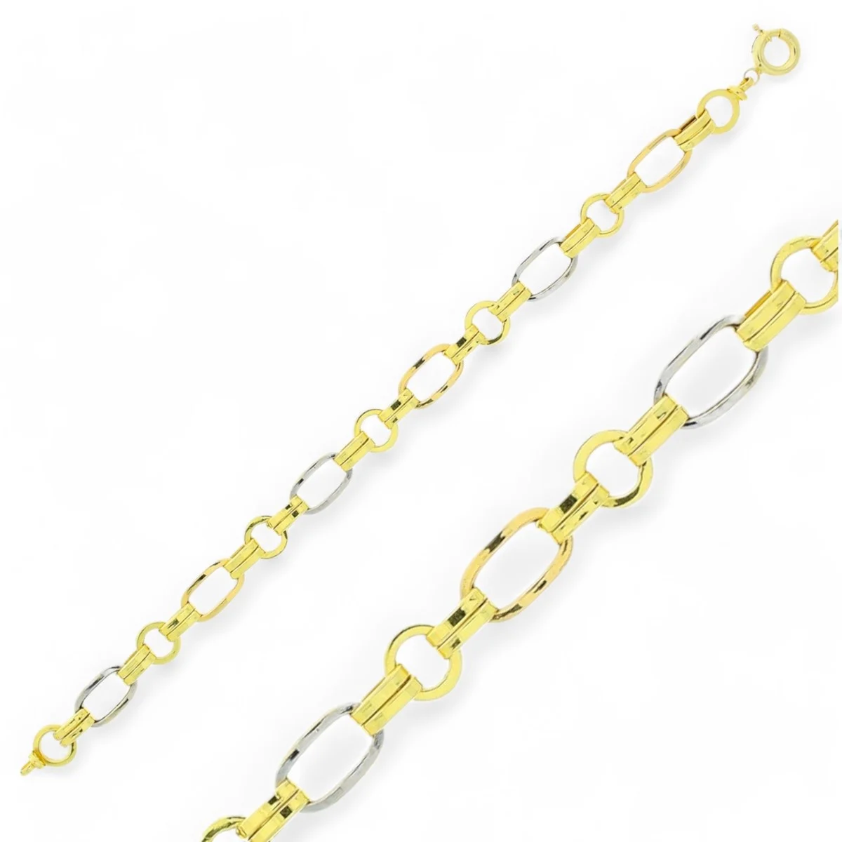 Drie Kleuren Gouden Armband Dames 20 cm 18 karaats