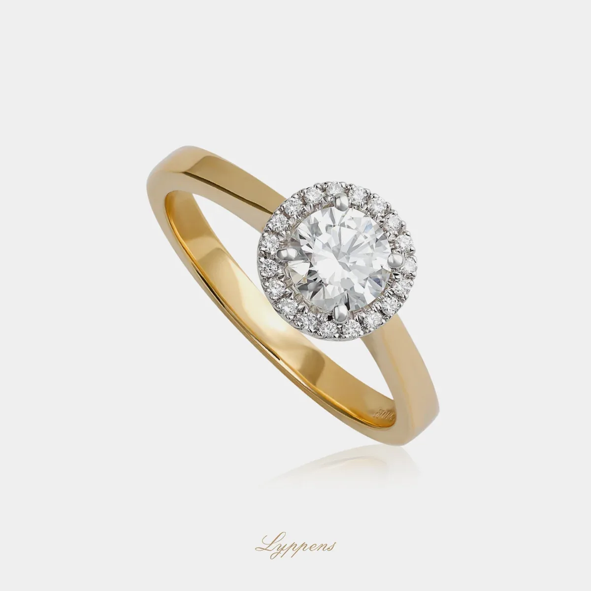 Geelgouden entourage ring met diamant - Afbeelding 2