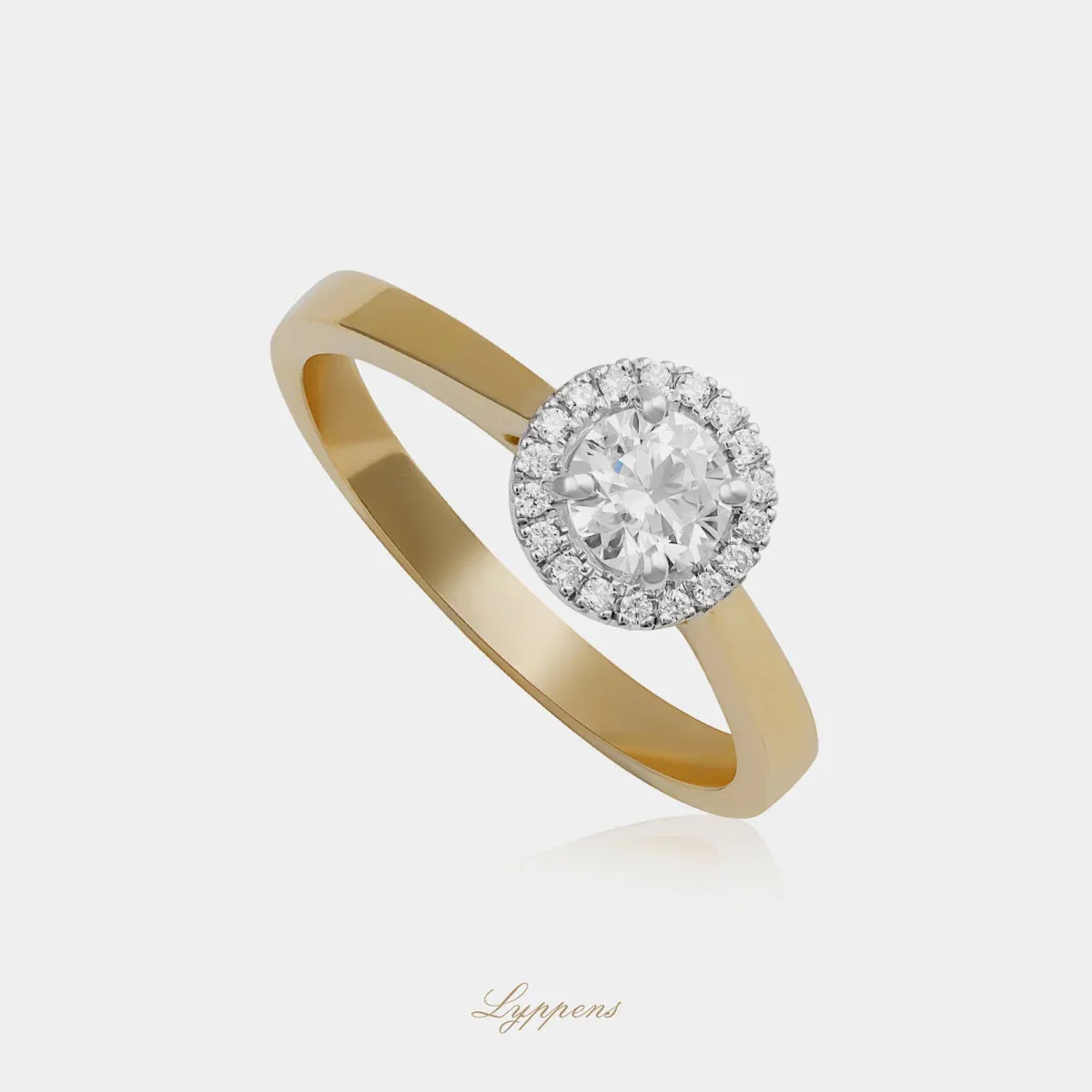 Geelgouden entourage ring met diamant - Afbeelding 2