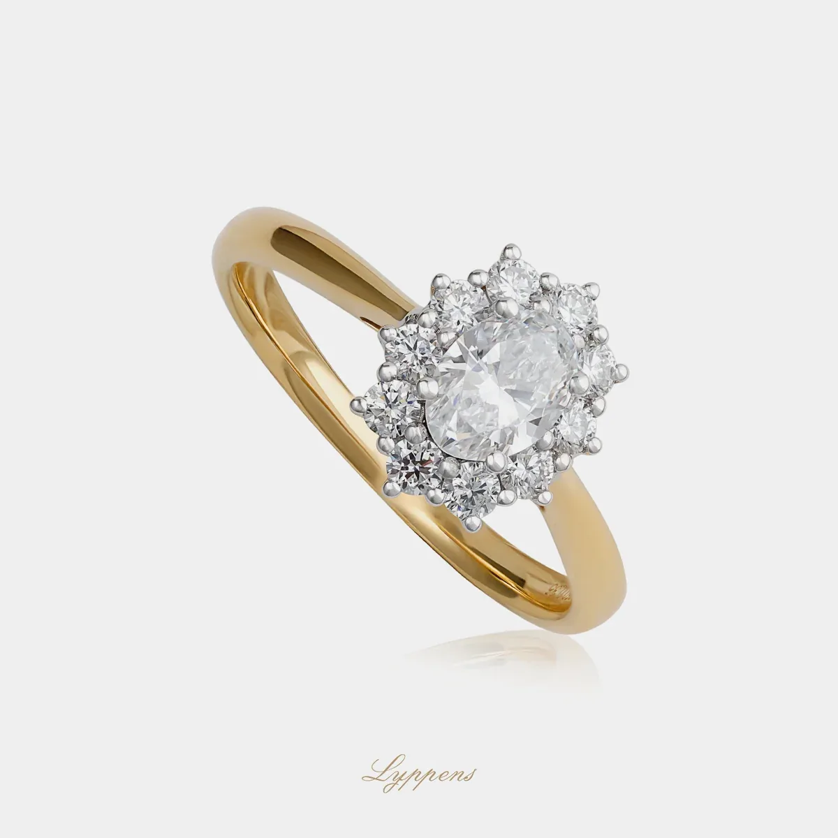 Geelgouden entourage ring met diamant - Afbeelding 2