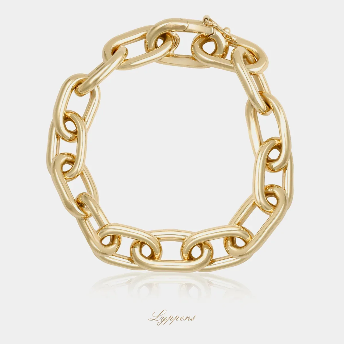 Geelgouden fantasie anker schakelarmband