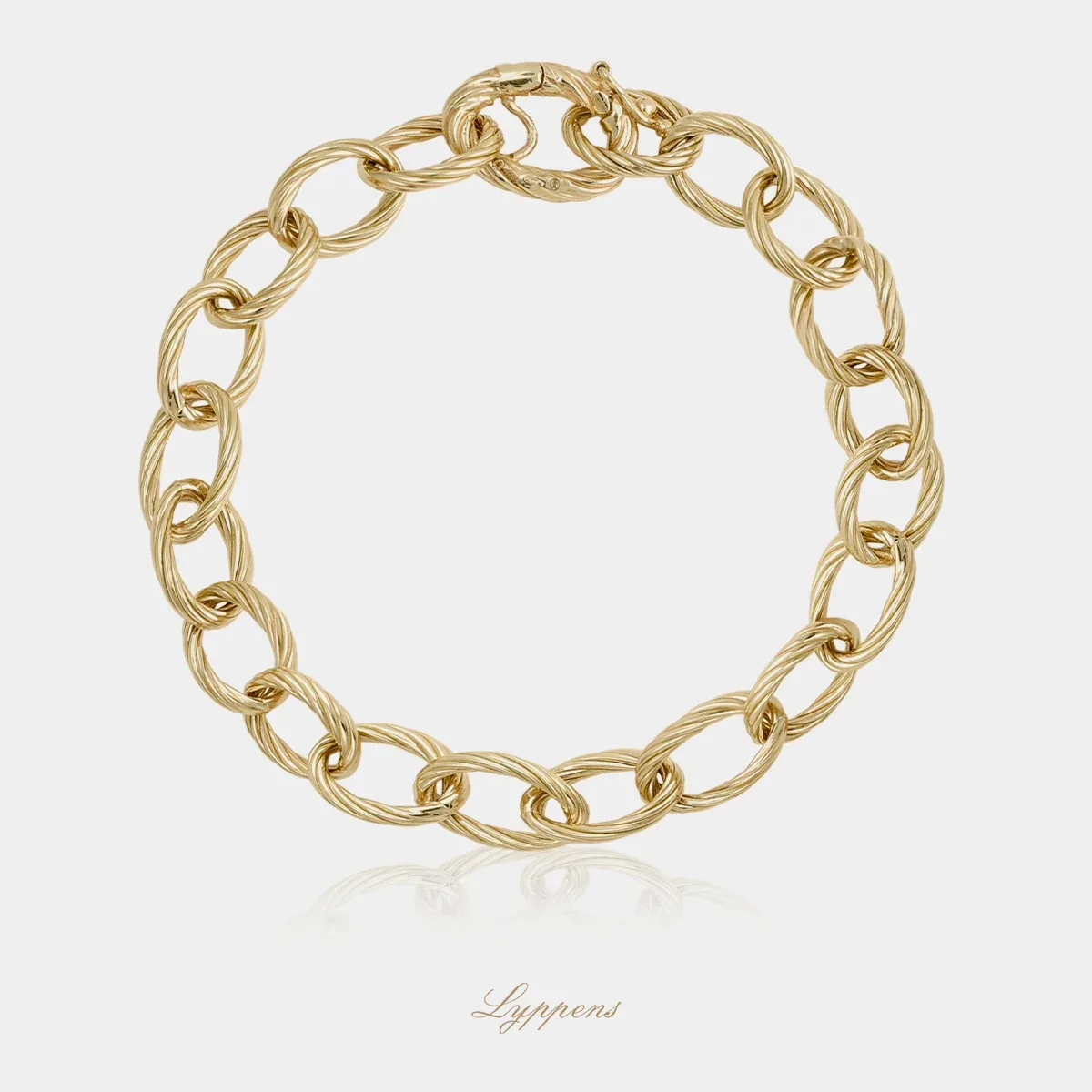 Geelgouden fantasie schakelarmband