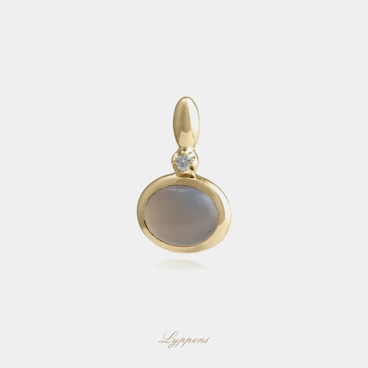 Geelgouden hanger met maansteen en diamant