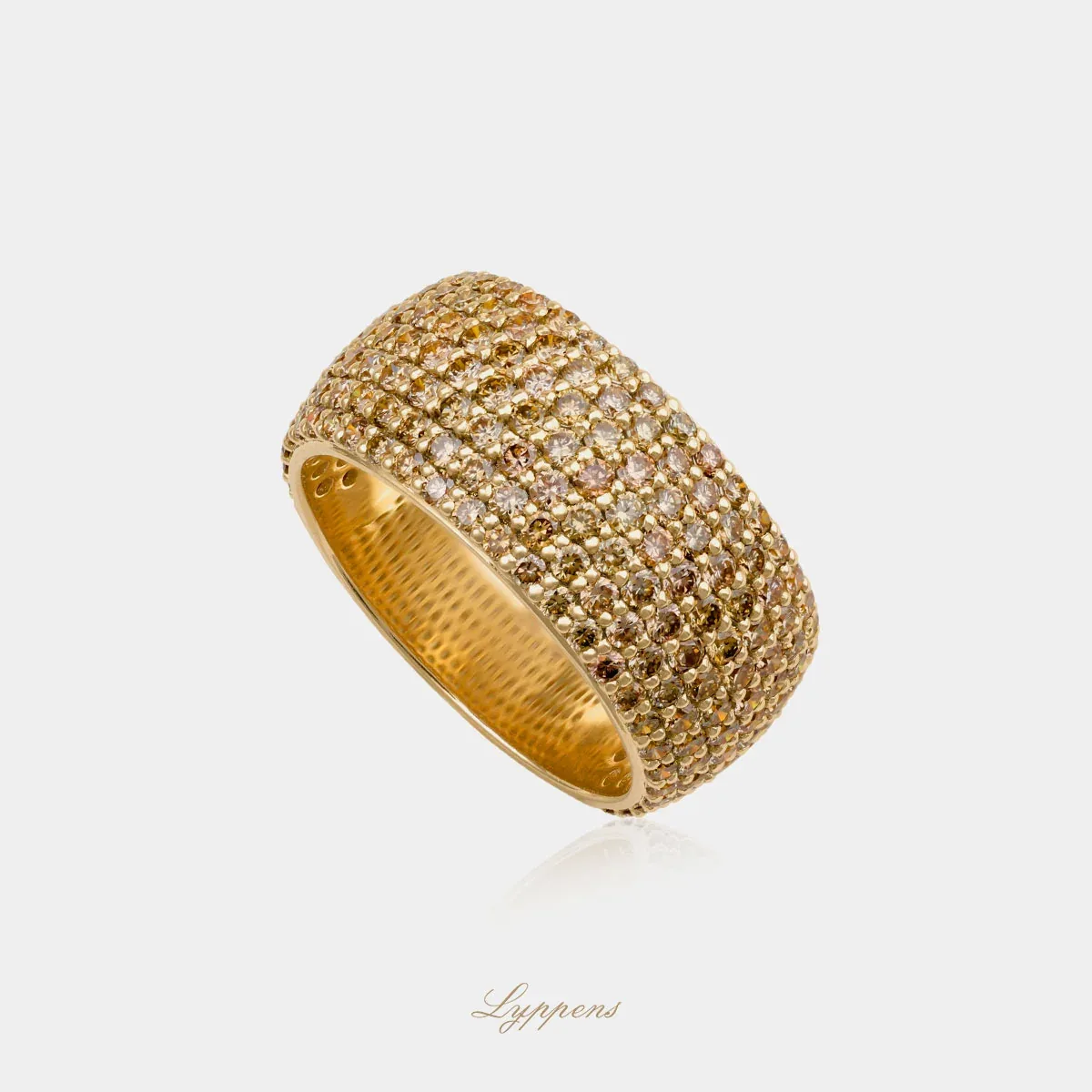 Geelgouden rijring met bruine diamant - Afbeelding 2