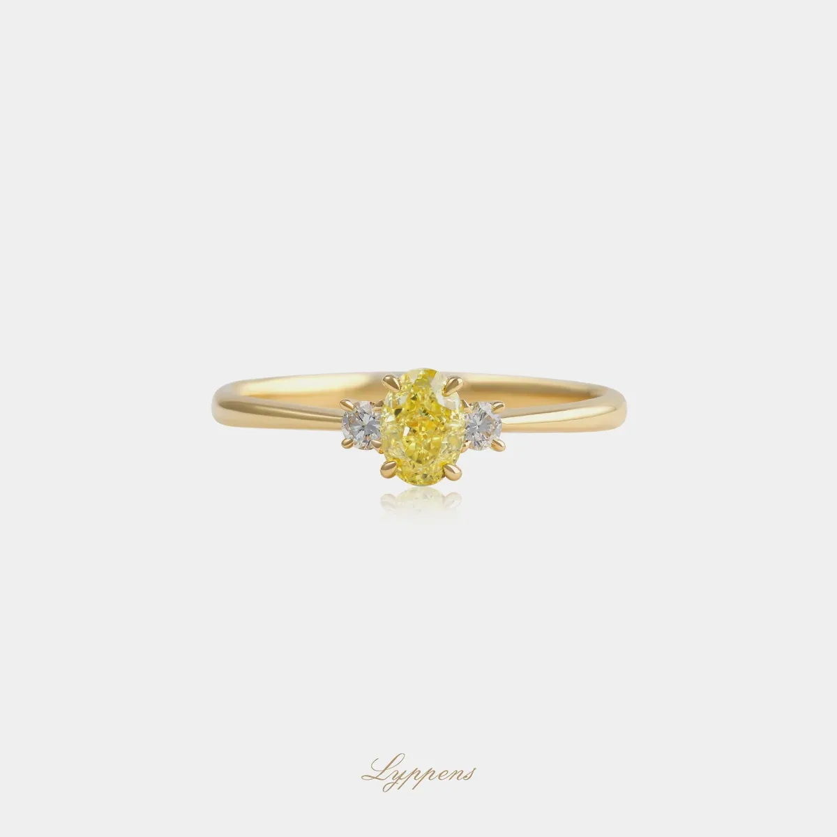 Geelgouden ring met fancy yellow en witte diamant