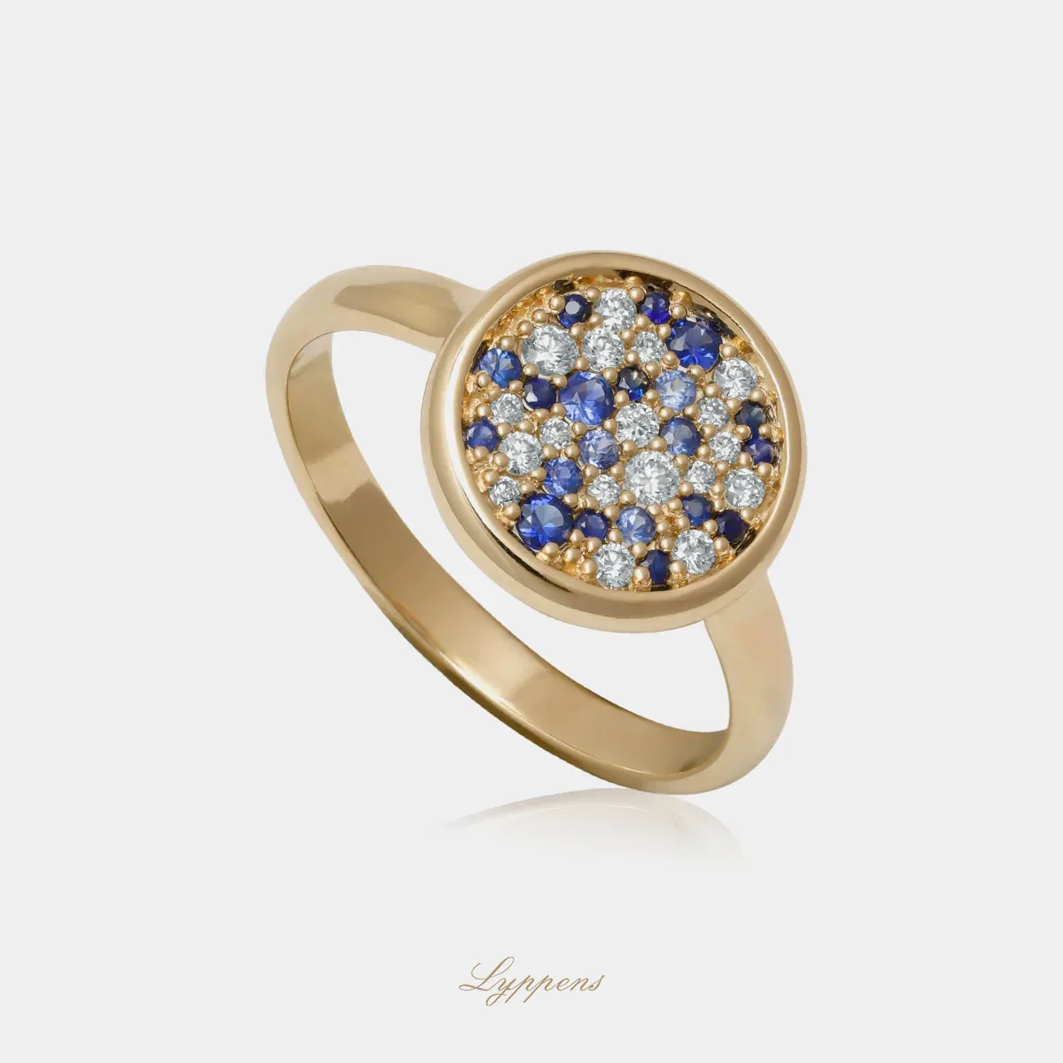Geelgouden ring met saffier en diamant - Afbeelding 2