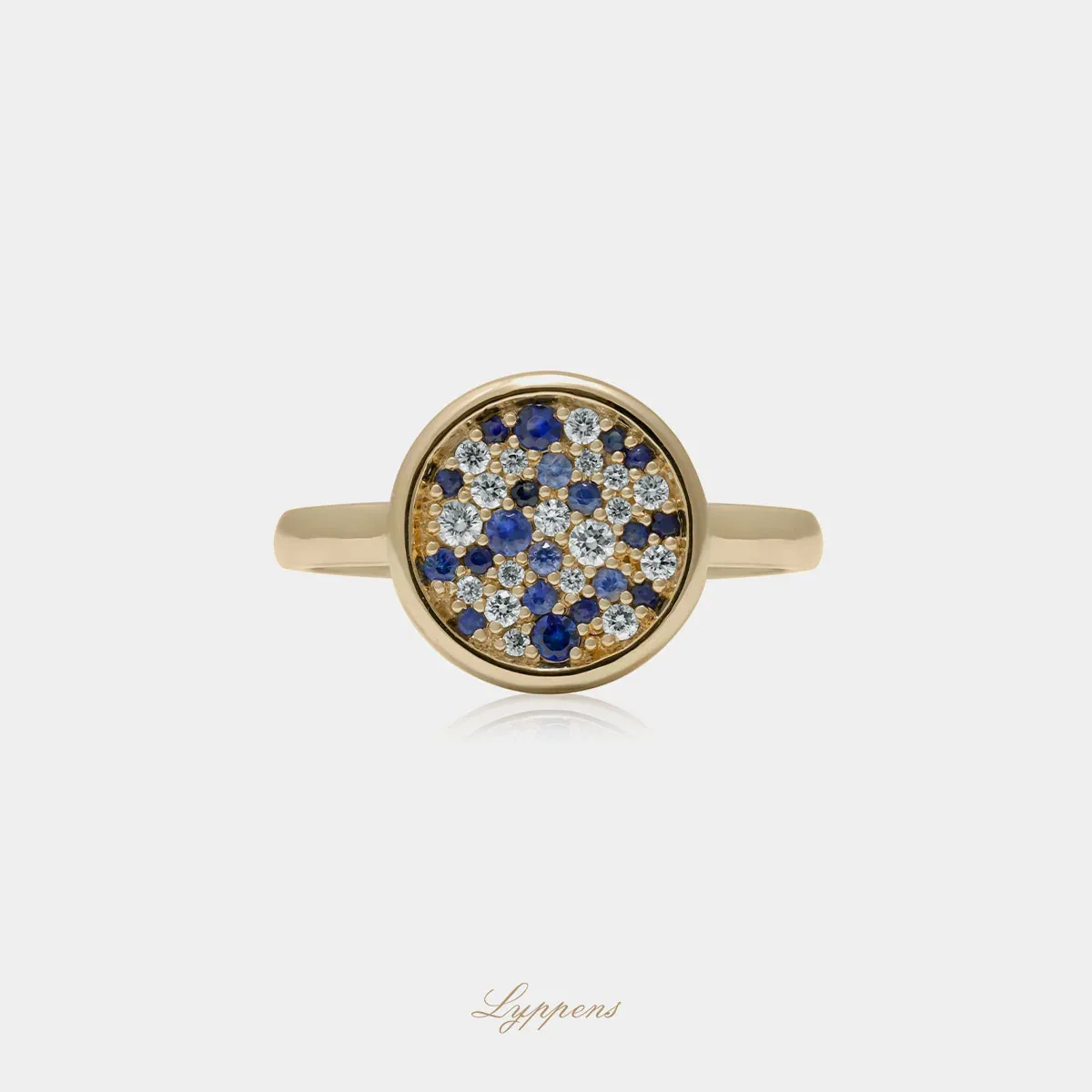 Geelgouden ring met saffier en diamant