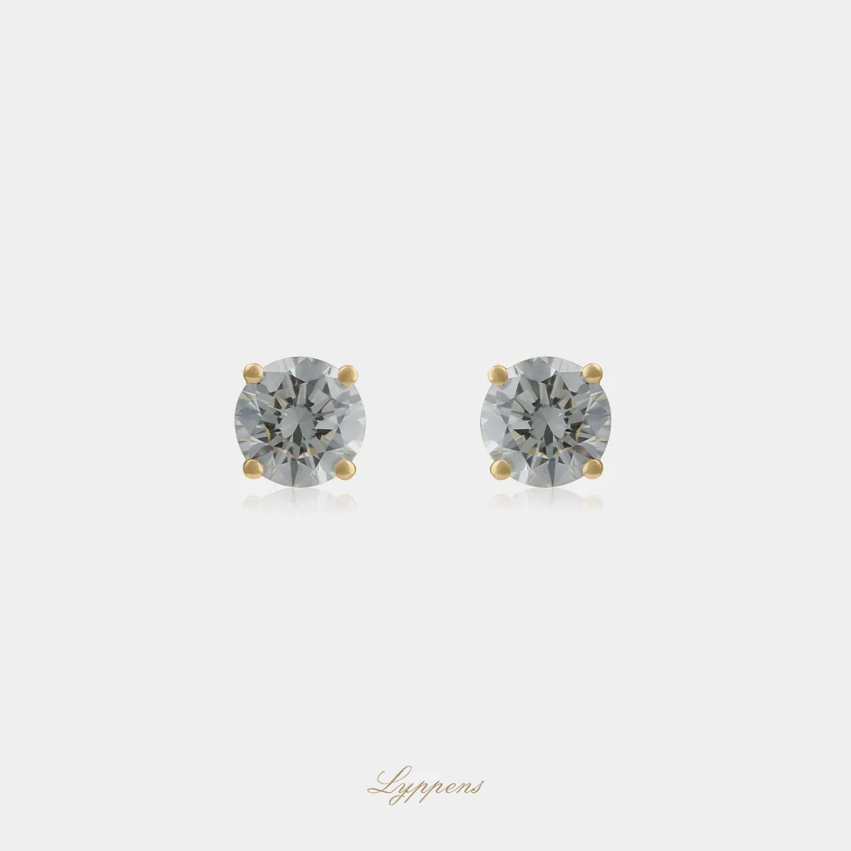 Geelgouden solitaire oorstekers met diamant