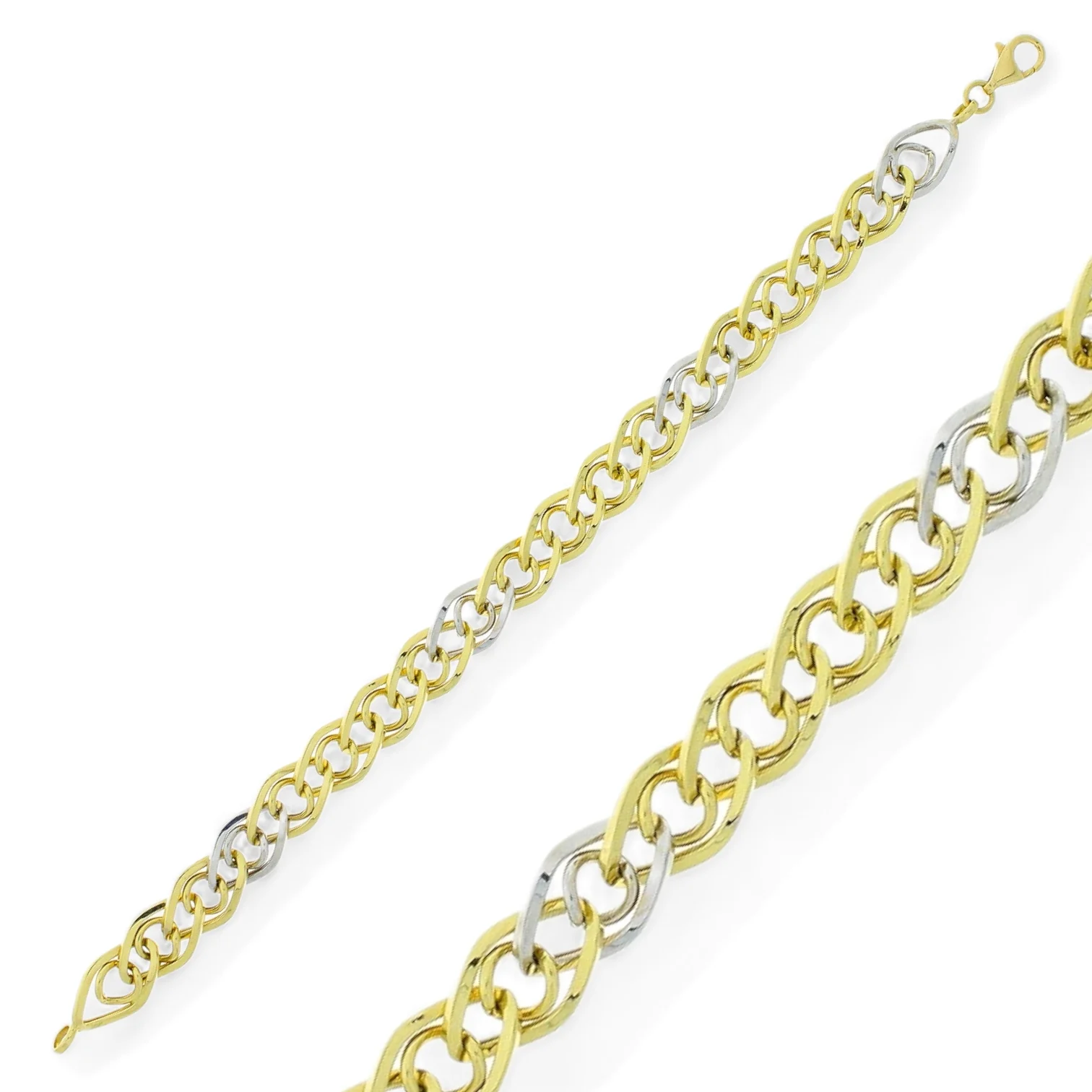 Gouden Bicolor Schakelarmband 19.5 cm 9.5 mm 18 karaats