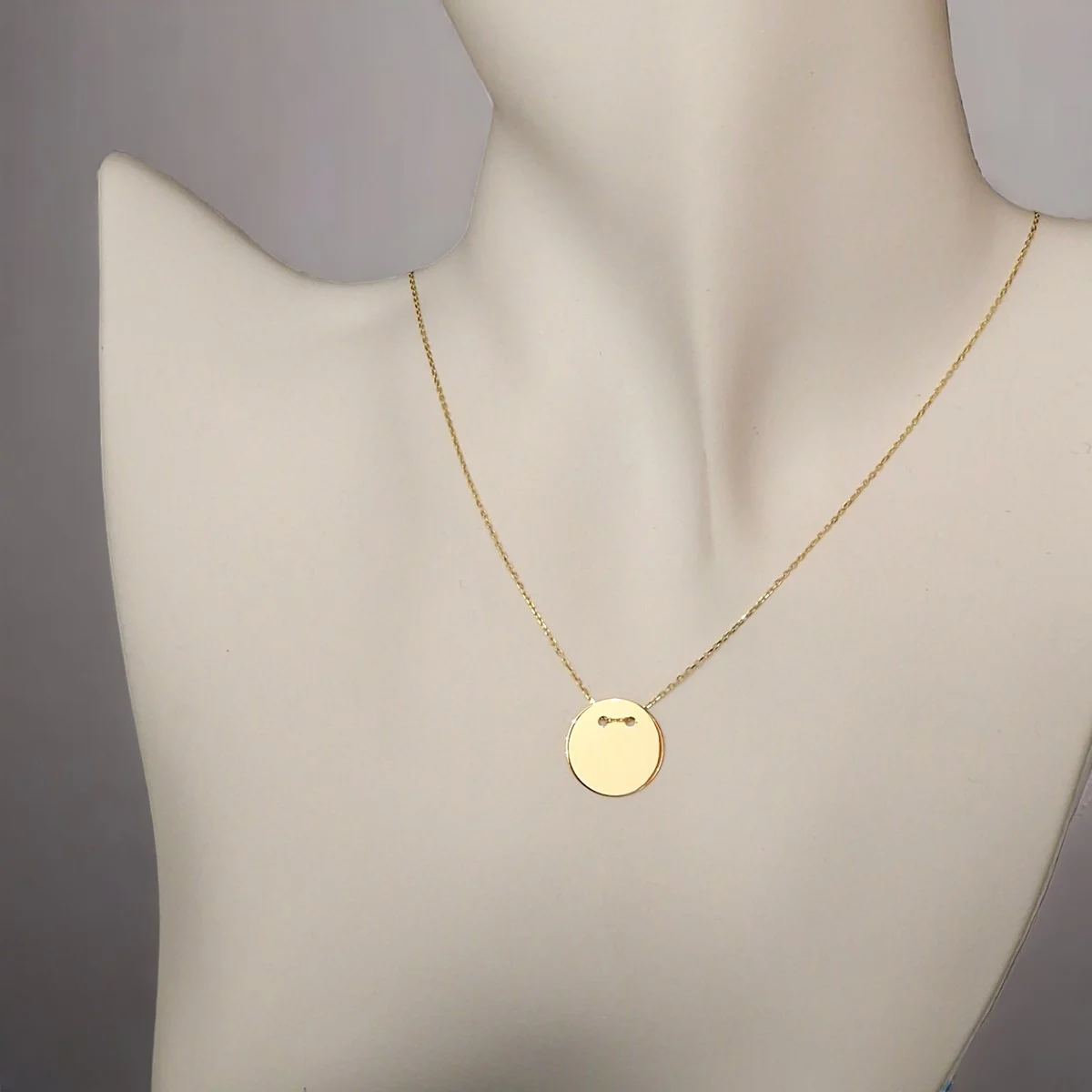 Gouden Ketting met Graveerplaat Rond 15 mm 14 karaats - Afbeelding 2