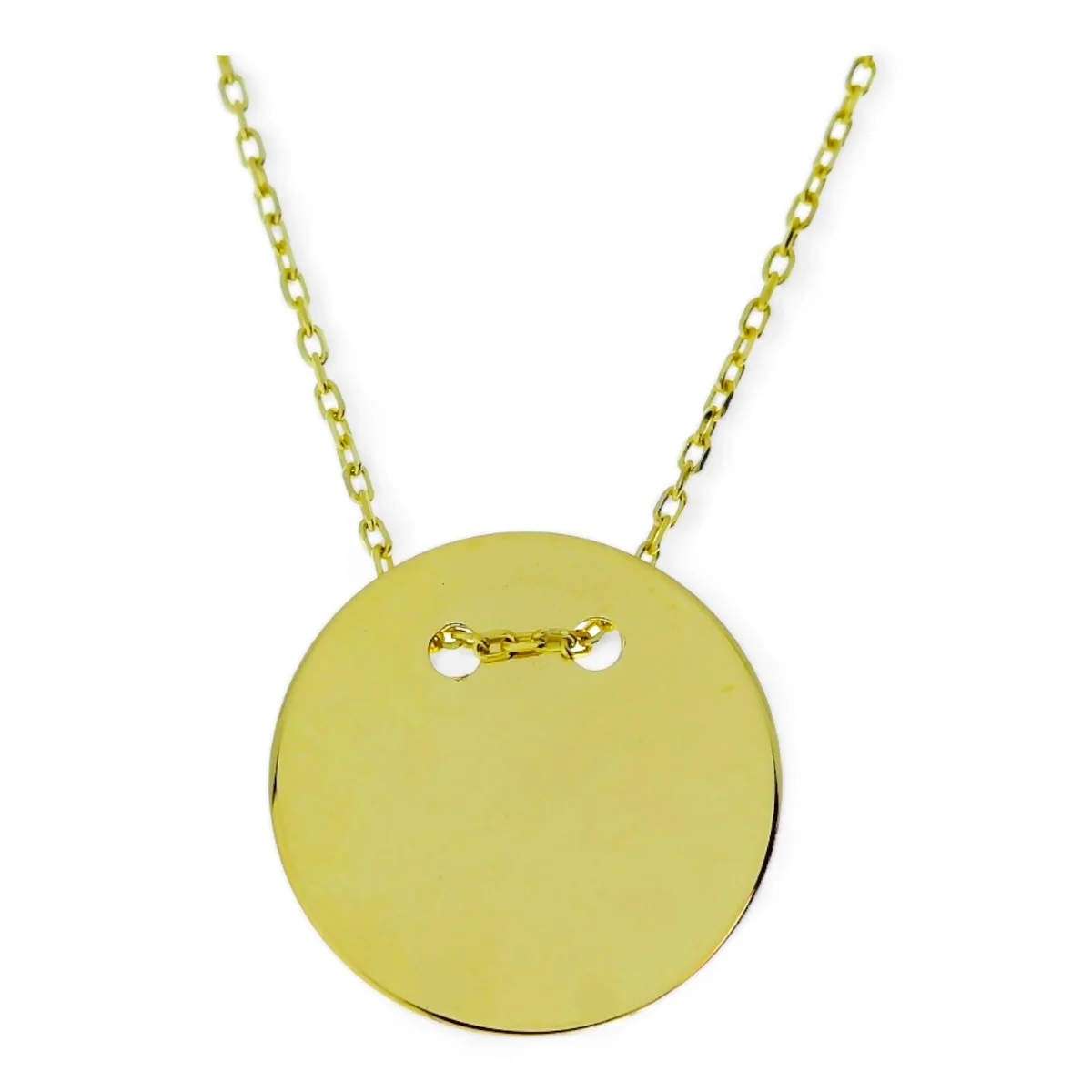 Gouden Ketting met Graveerplaat Rond 15 mm 14 karaats