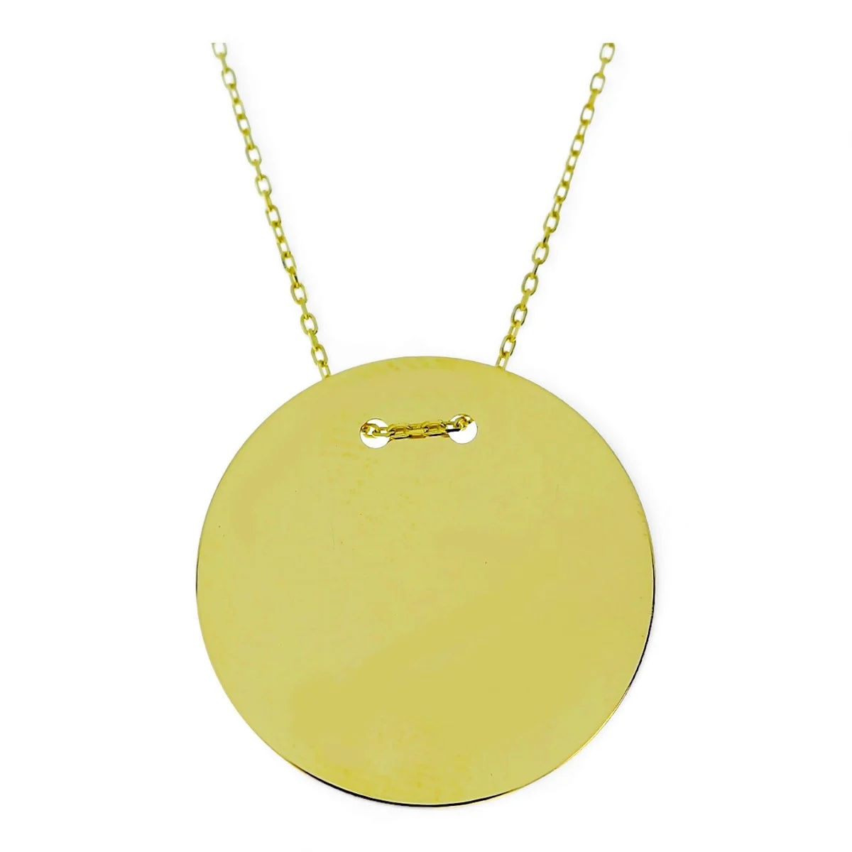 Gouden Ketting met Graveerplaat Rond 24 mm 14 karaats