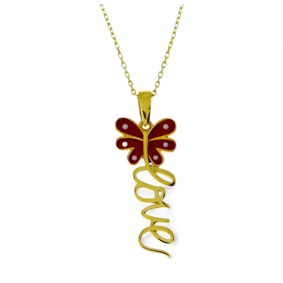 Gouden Ketting Vlinder Love Hanger 14 karaats