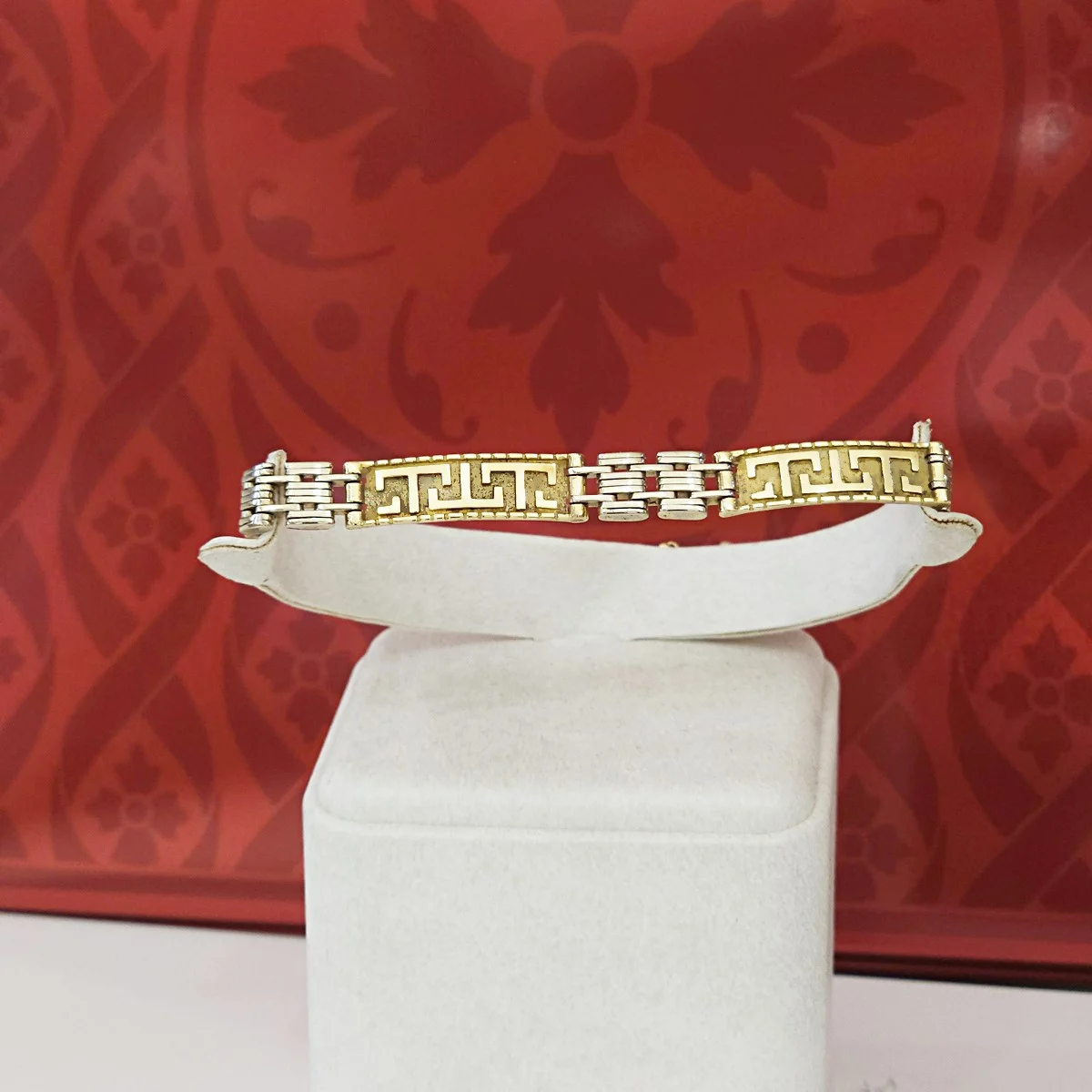 Gouden Schakelarmband Heren Griekse Tekens 20 cm 7.0 mm 14 karaats - Afbeelding 2