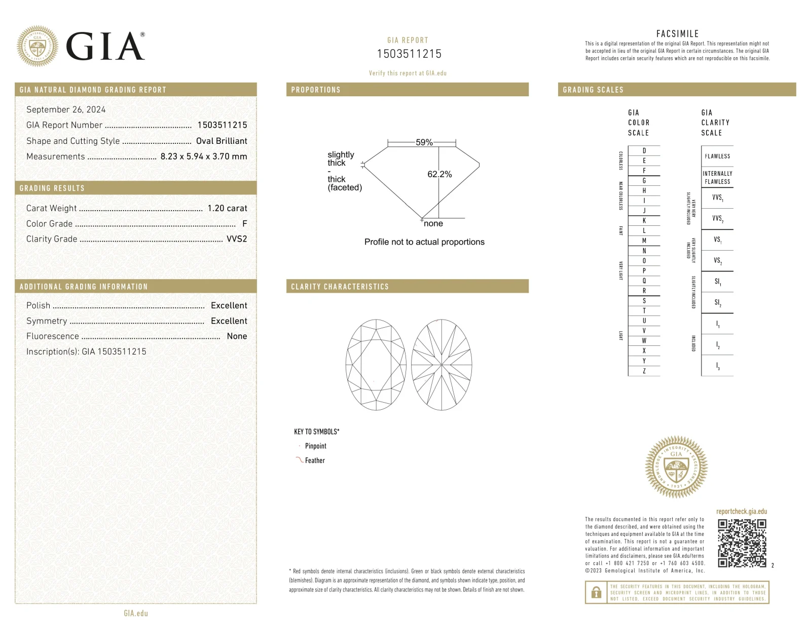 Ovaal geslepen diamant 1.20ct, F, VS2