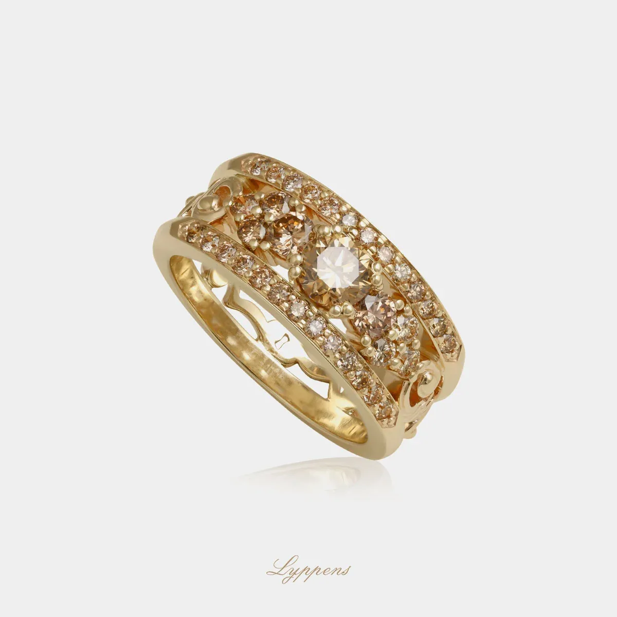 Roségouden bandring bruine diamant - Afbeelding 2