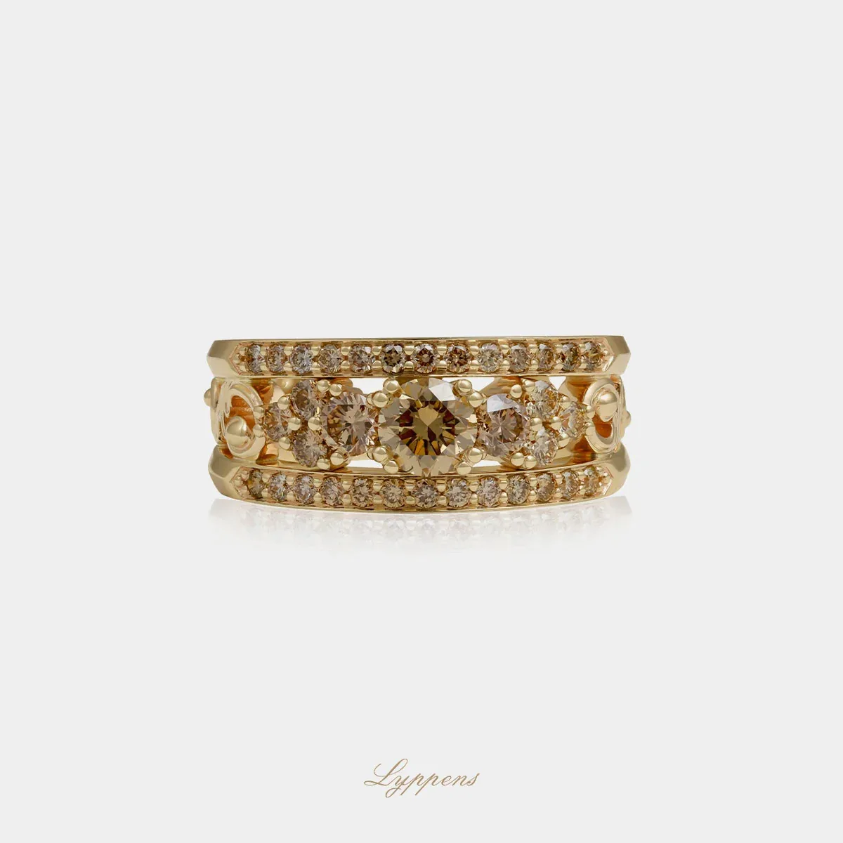 Roségouden bandring bruine diamant