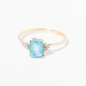 Vintage Blue Topaz Emerald-Cut Ring