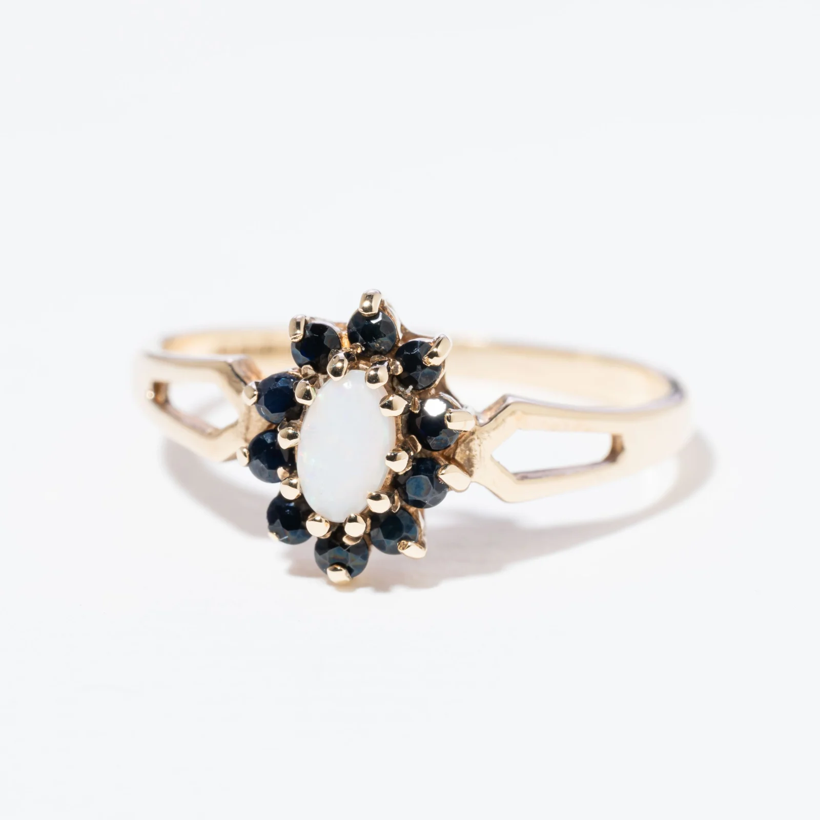 Vintage Cabochon Opal & Sapphire Cluster Ring