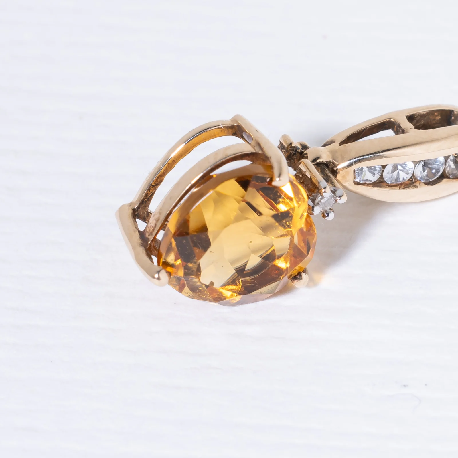 Vintage Citrine & White Sapphire Charm - Afbeelding 2