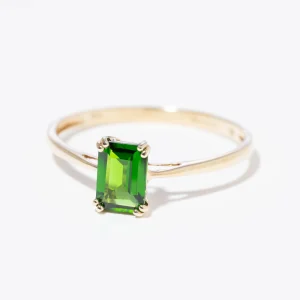 Vintage Diopside Solitaire Green Glow Ring
