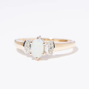 Vintage Opal & Diamond Frosty Flourish Ring