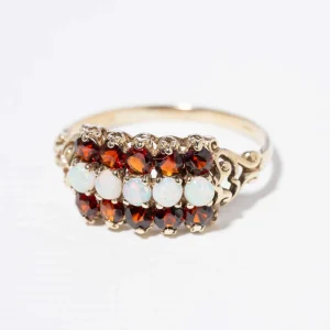 Vintage Opal & Garnet Mosaic Ring