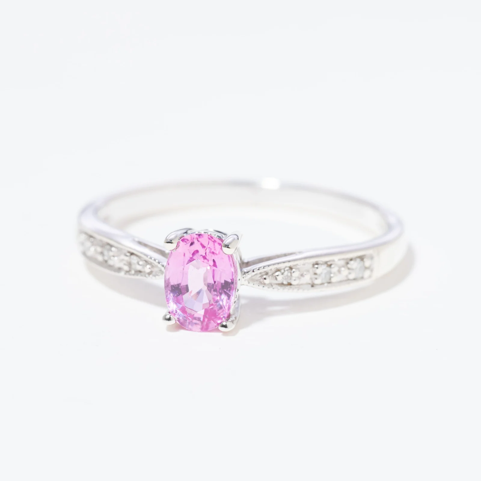 Vintage Pink Sapphire & Diamond Heirloom Ring