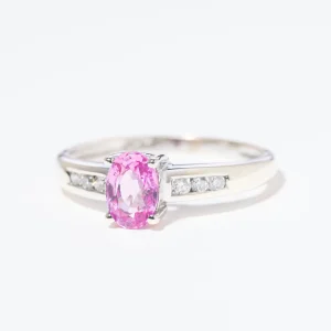 Vintage Pink Sapphire & Diamond White Solitaire Ring