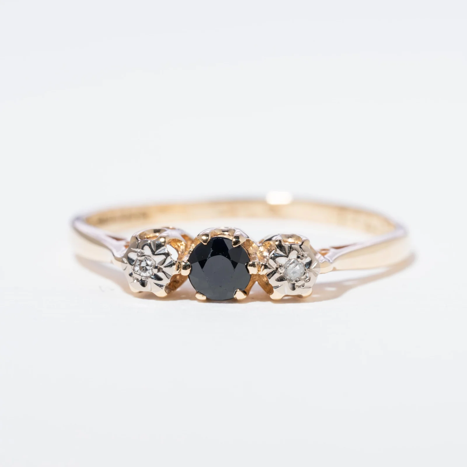 Vintage Sapphire & Diamond Empire Blue Ring - Afbeelding 2