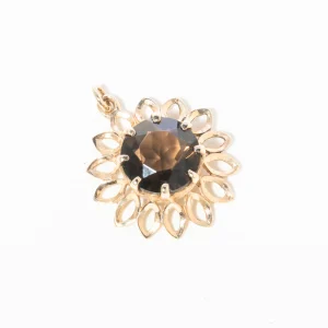 Vintage Smoky Quartz Sunburst Charm