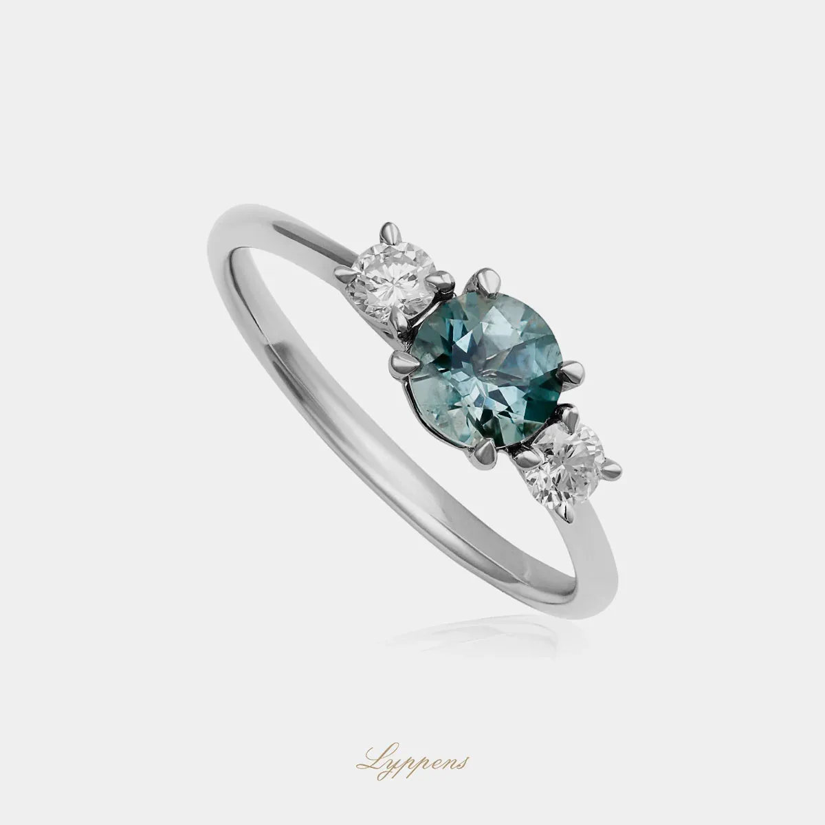 Witgouden ring met toermalijn en diamant - Afbeelding 2