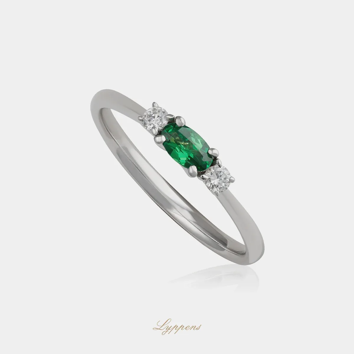 Witgouden ring met tsavoriet en diamant - Afbeelding 2